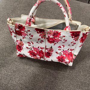 White and Pink Floral Purse
